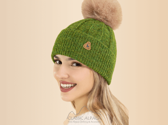 Alpaca Fur Pom Pom Cable Hat