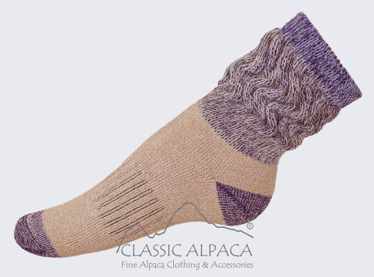 Premium Alpaca Tri-Color Crew Therapeutic Unisex Socks With Reinforcement And Cushioned