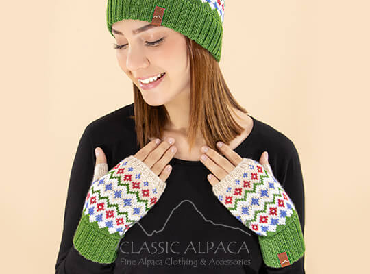 Jordana Alpaca Fingerless Gloves - Fleece Lining