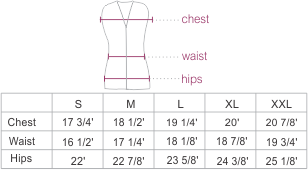 Reversible Baby Alpaca Vest Size chart