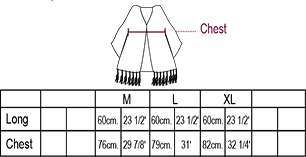 Two-in-One Poncho & Shawl Alpaca Size chart