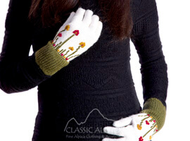 Embroidered Garden Alpaca Gloves
