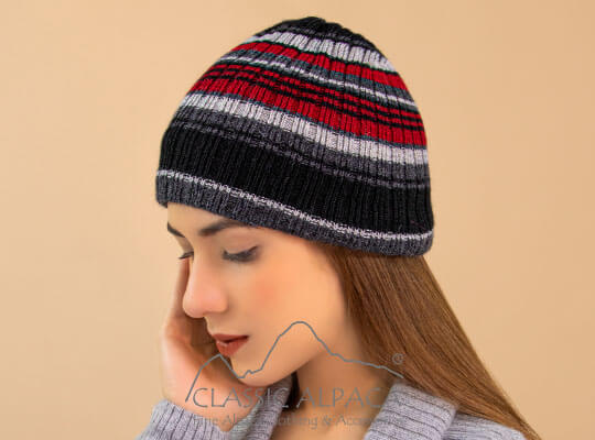 Mountain Striped Alpaca Hat - Fleece Lining