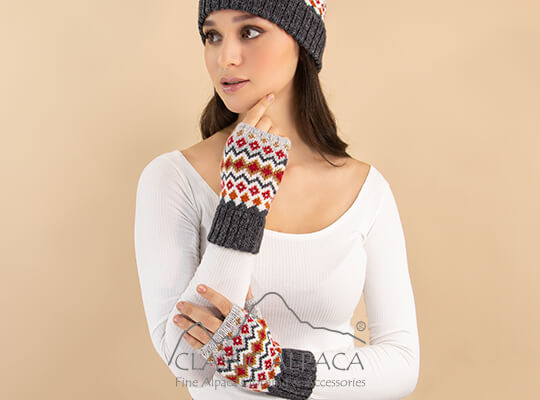 Jordana Alpaca Fingerless Gloves - Fleece Lining