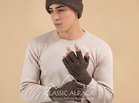 Men's Alpaca Half Finger Gloves
