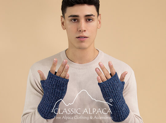 Alpaca Mens Handmade Fingerless Gloves