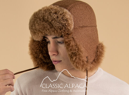 PREMIUM Unisex Baby Alpaca Fur Flap Hat - Fur Lined