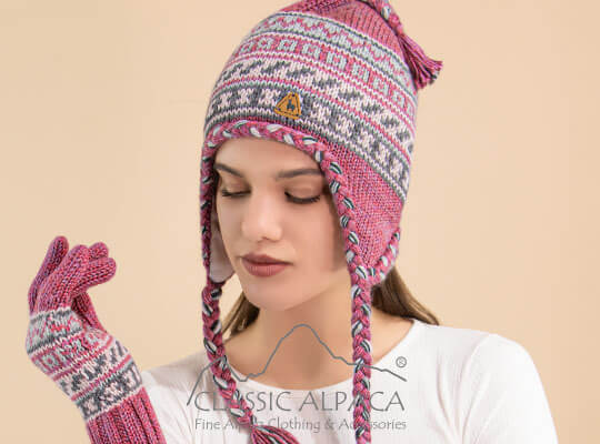 Unisex Peruvian Alpaca Hat with Ear Flaps - Fleece Lining