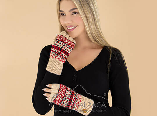 Winter Fair Isle Half Finger - Fleece Lining