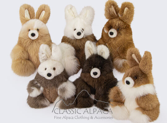 Baby Alpaca Fur- Standing Bunny Ornament 8.5 inches