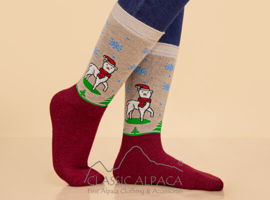 Premium Alpaca Christmas Print Socks