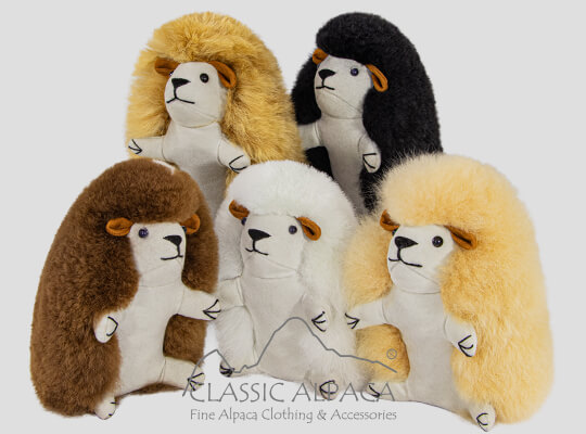 Baby Alpaca Fur Hedgehog Ornament 9 Inches