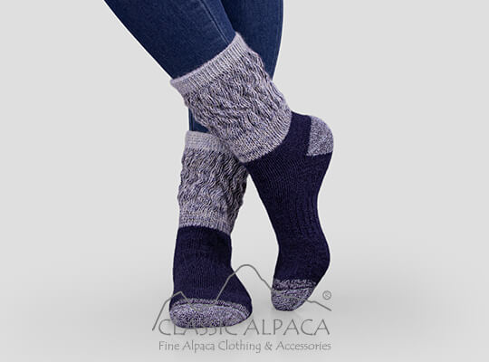 Premium Alpaca Tri-Color Crew Therapeutic Unisex Socks With Reinforcement And Cushioned