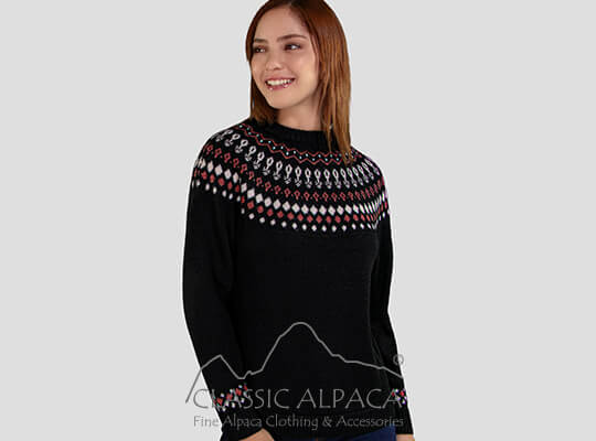 Unisex Casual Alpaca Sweater With Pattern