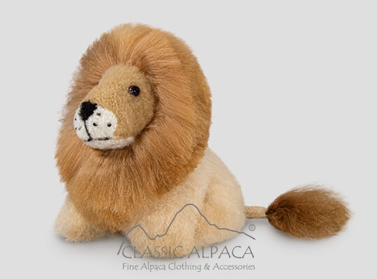 Baby Alpaca Fur-Cushing Lion Ornament 6 Inches