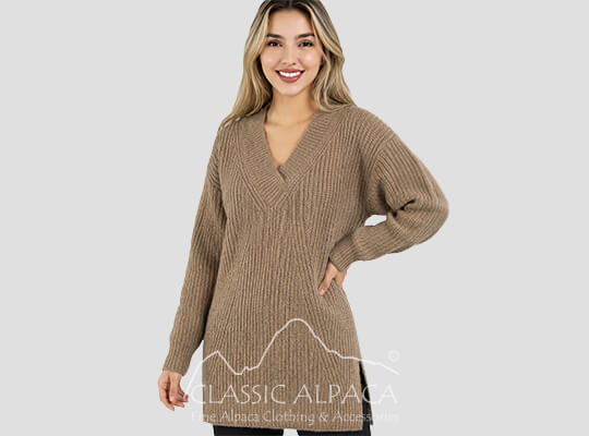 V Neck Brushed Alpaca Sweater