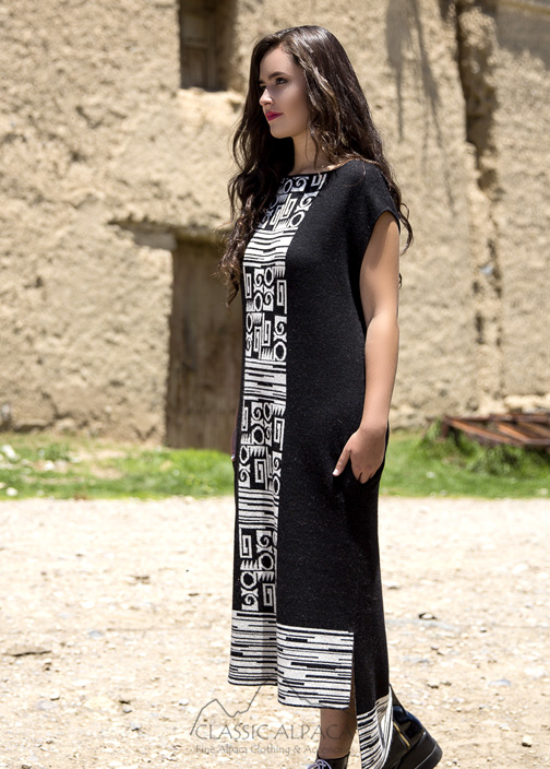 Alpaca Jacquard Long Sweater Dress | Classic Alpaca Peru