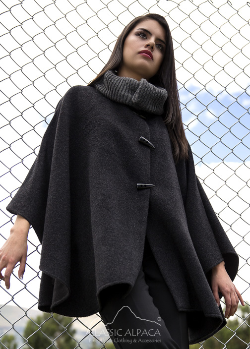 Baby Alpaca Cape with Turtleneck