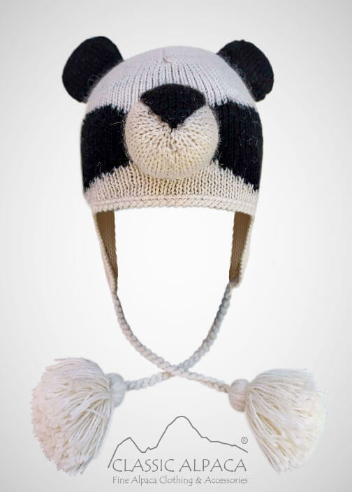 Alpaca Kids - Panda Alpaca Hat with Ear Flaps
