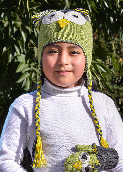 Alpaca Kids - Owl Alpaca Hat with Ear Flaps