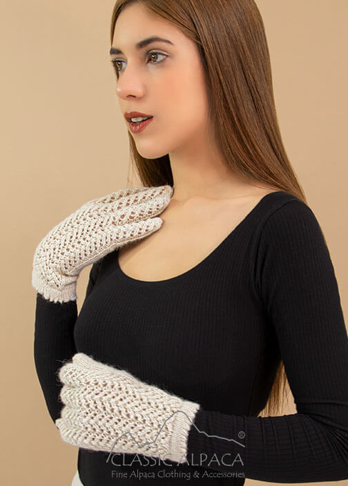 Lace Baby Alpaca Gloves | Classic Alpaca Peru