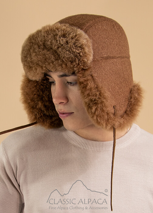 PREMIUM Unisex Baby Alpaca Fur Flap Hat - Fur Lined