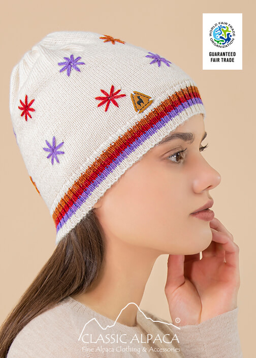 Star Embroidered Alpaca Hat - Flecee Lining