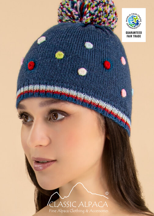Popcorn Knit Alpaca Hat - Fleece Lining