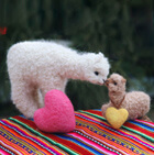 Needle Felted Sweet Mother and Baby Alpaca / Natural