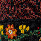 Alpaca Embroidered Leaf Hat - Fleece Lining / Rosewood Mlge.