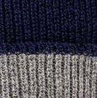 Unisex Reversible knit English Alpaca Hat / Navy - Lt Grey