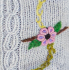 Embroidered Alpaca Fingerless Gloves / Baby Blue