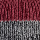 Unisex Reversible knit English Alpaca Hat / Ruby Red-Grey Mlge.